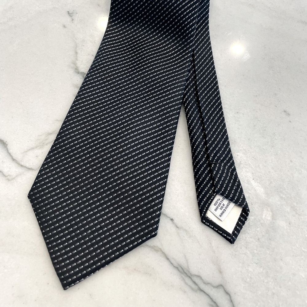 Black Silver Sean John 100% Silk Tie